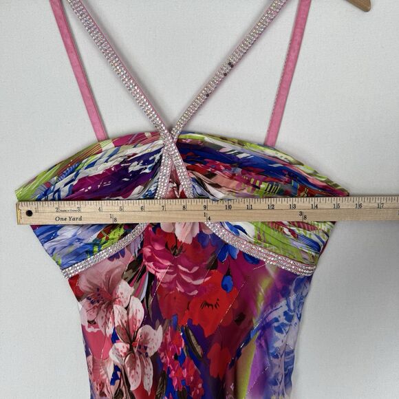 Vtg Cache Dress Womens 6‎ Floral Floor Length Gown Silk Chiffon Remnants FLAWED - Picture 9 of 16